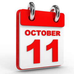 11 october calendar on white background.