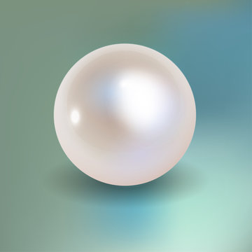 Pearl vector on a blue bokeh fog background.