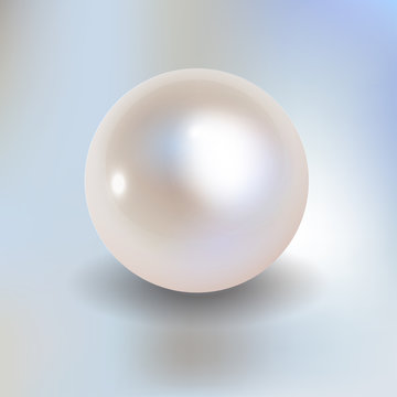 Pearl vector on a light blue bokeh fog background.
