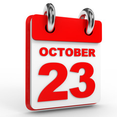 23 october calendar on white background.
