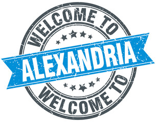 welcome to Alexandria blue round vintage stamp
