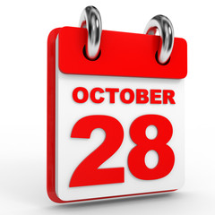 28 october calendar on white background.