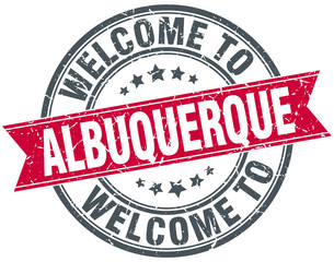 welcome to Albuquerque red round vintage stamp
