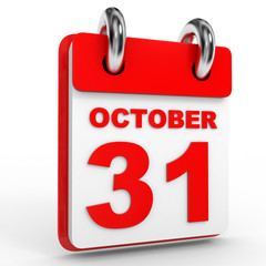 31 october calendar on white background.