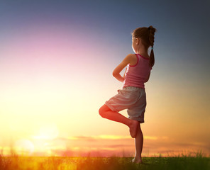 Girl is practicing yoga