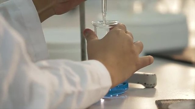 Chemical liquid test in laboratory