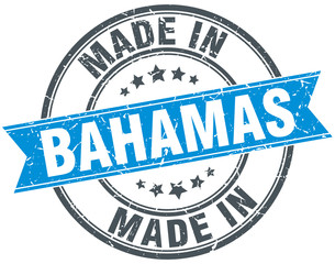 made in Bahamas blue round vintage stamp