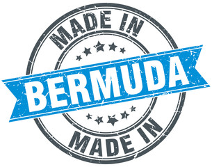 made in Bermuda blue round vintage stamp