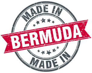 made in Bermuda red round vintage stamp