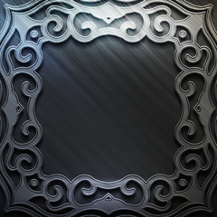 Silver metal plate with classic ornament .Vintage collection