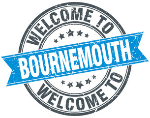 welcome to Bournemouth blue round vintage stamp
