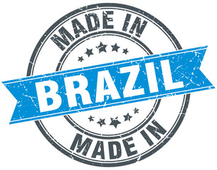made in Brazil blue round vintage stamp