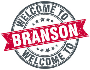 welcome to Branson red round vintage stamp