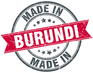 made in Burundi red round vintage stamp