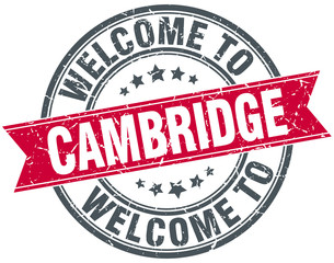 welcome to Cambridge red round vintage stamp