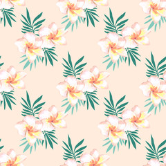 Watercolor seamless pattern of exotic flowers.