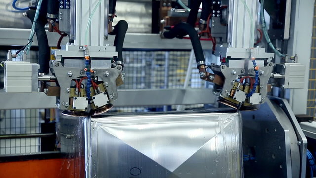 Laser. plasma robotic welding machine works with metall. HD.