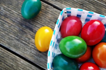 colorful of easter egg on wooden background