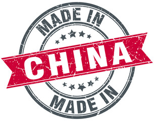 made in China red round vintage stamp