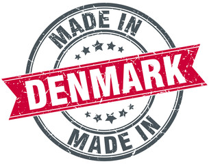 made in Denmark red round vintage stamp