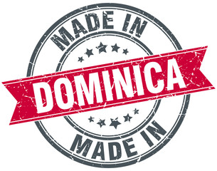 made in Dominica red round vintage stamp