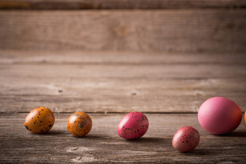 Easter eggs on wooden background