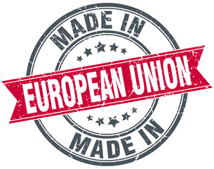 made in european union red round vintage stamp