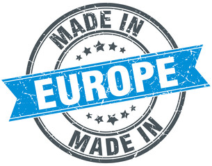 made in europe blue round vintage stamp