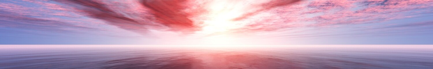 Fototapeta premium panorama zachód słońca nad morzem, widok na wschód oceanu, zachód słońca na morzu, tropikalny zachód słońca.