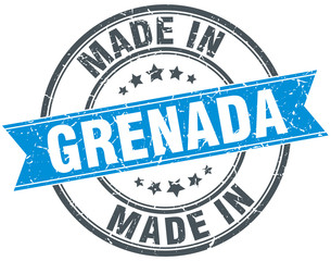 made in Grenada blue round vintage stamp