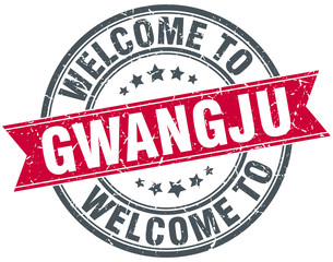 welcome to Gwangju red round vintage stamp