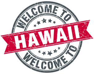 welcome to Hawaii red round vintage stamp