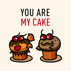 Cakes lovers Valentines day doodle