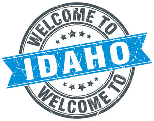 welcome to Idaho blue round vintage stamp