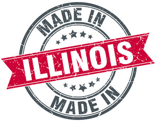 made in Illinois red round vintage stamp