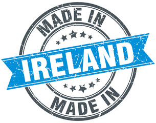 made in Ireland blue round vintage stamp