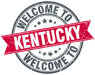 welcome to Kentucky red round vintage stamp