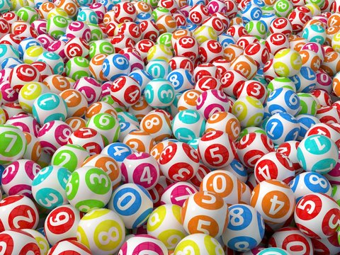 random colored lottery balls stack