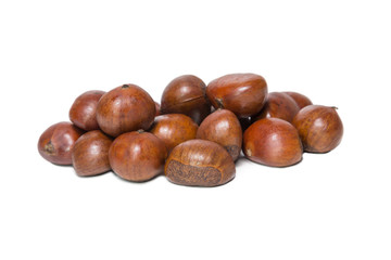 Group of chestnuts isolated on white