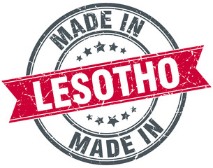 made in Lesotho red round vintage stamp