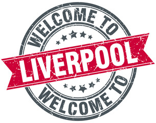 welcome to Liverpool red round vintage stamp