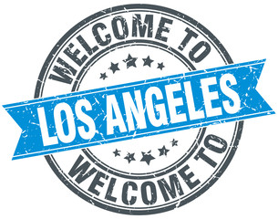 Fototapeta premium welcome to Los Angeles blue round vintage stamp