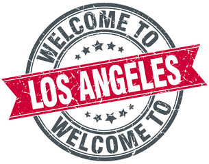welcome to Los Angeles red round vintage stamp