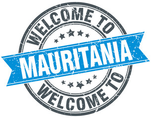 Fototapeta premium welcome to Mauritania blue round vintage stamp