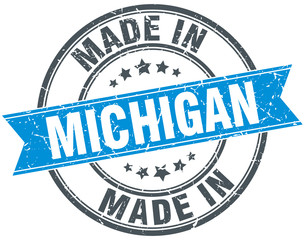 made in Michigan blue round vintage stamp