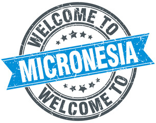 welcome to Micronesia blue round vintage stamp