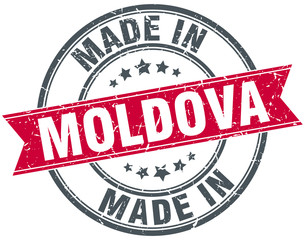 made in Moldova red round vintage stamp