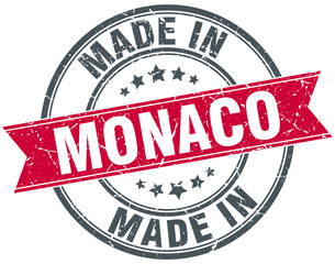 made in Monaco red round vintage stamp