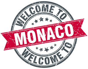 welcome to Monaco red round vintage stamp