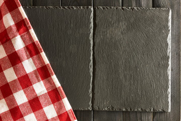 Slate plates and tablecloth